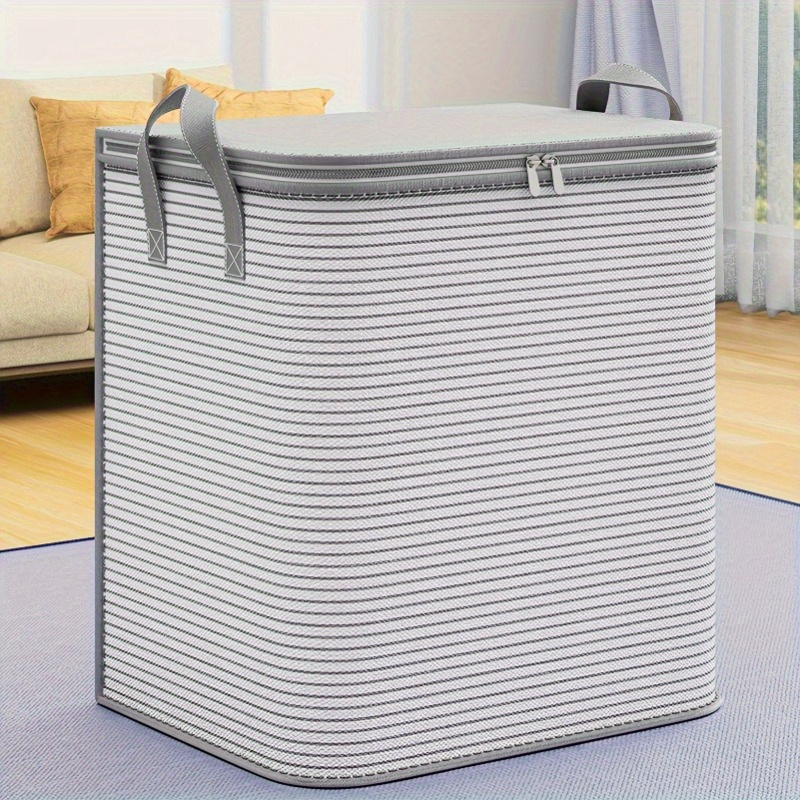 

Sac de Rangement Pliable Extra Large pour Vêtements & Couvertures - Organisateur et Portable avec Poignées pour Couettes, Literie et Plus - Disponible /Blanc