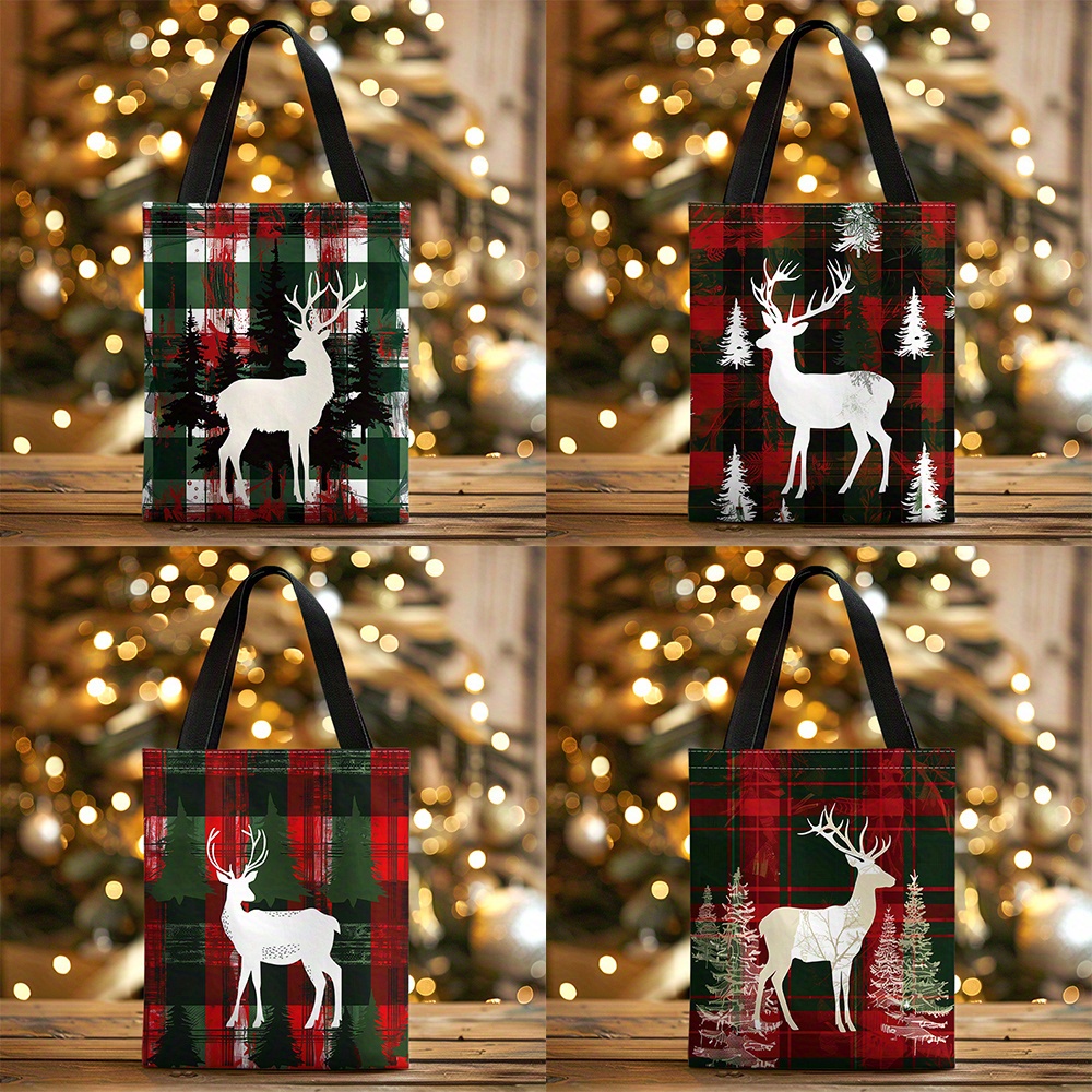 

Christmas Elk & Tote Bag - , Reusable Shopping & , 16.5"x13.3