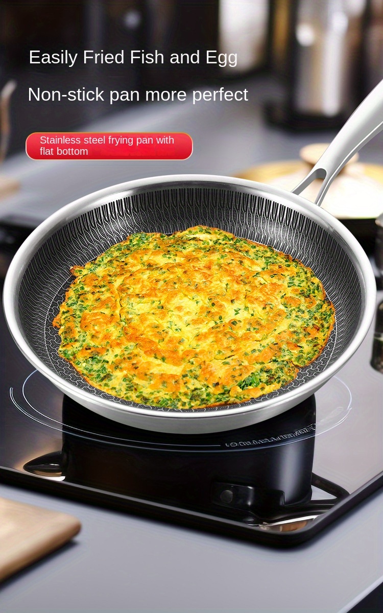 premium 304 stainless steel   triple layer thickened non stick honeycomb design for perfect eggs steaks ideal for home kitchen restaurant use details 0