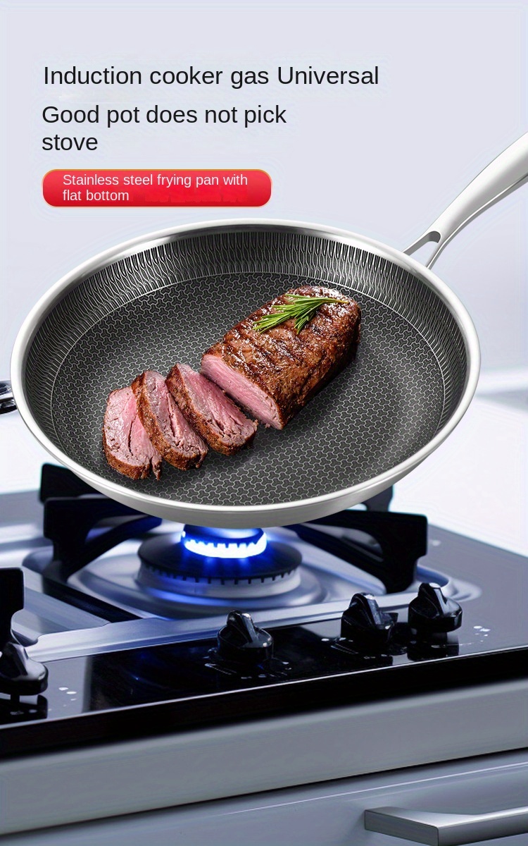 premium 304 stainless steel   triple layer thickened non stick honeycomb design for perfect eggs steaks ideal for home kitchen restaurant use details 1