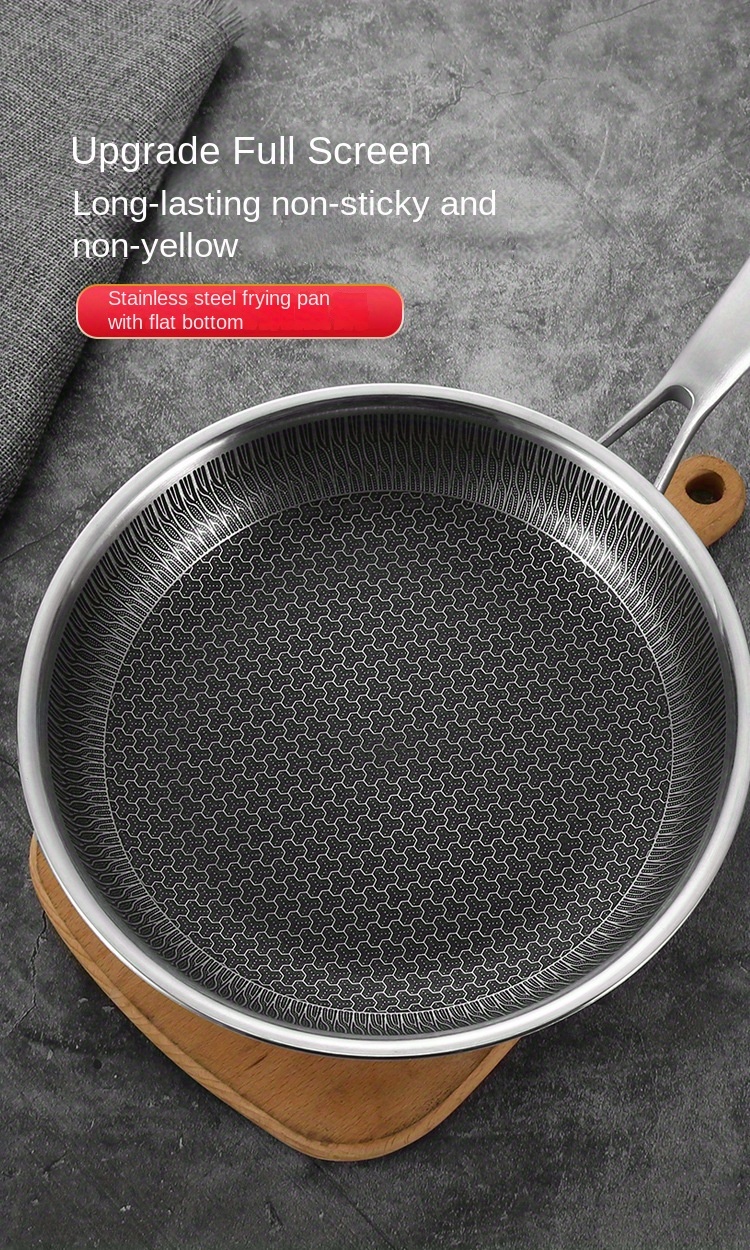 premium 304 stainless steel   triple layer thickened non stick honeycomb design for perfect eggs steaks ideal for home kitchen restaurant use details 2