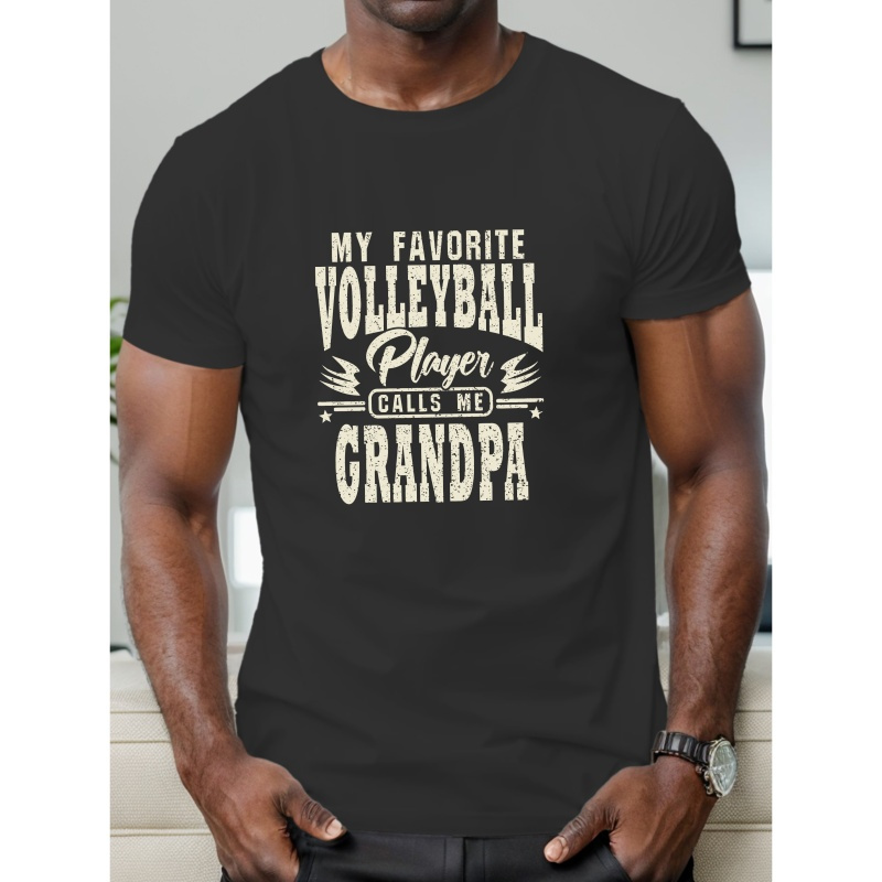 

My Favorite Volleyball Men's Print Short Sleeve, Casual Daily T-shirt, Comfy Breathable Clothing For Summer