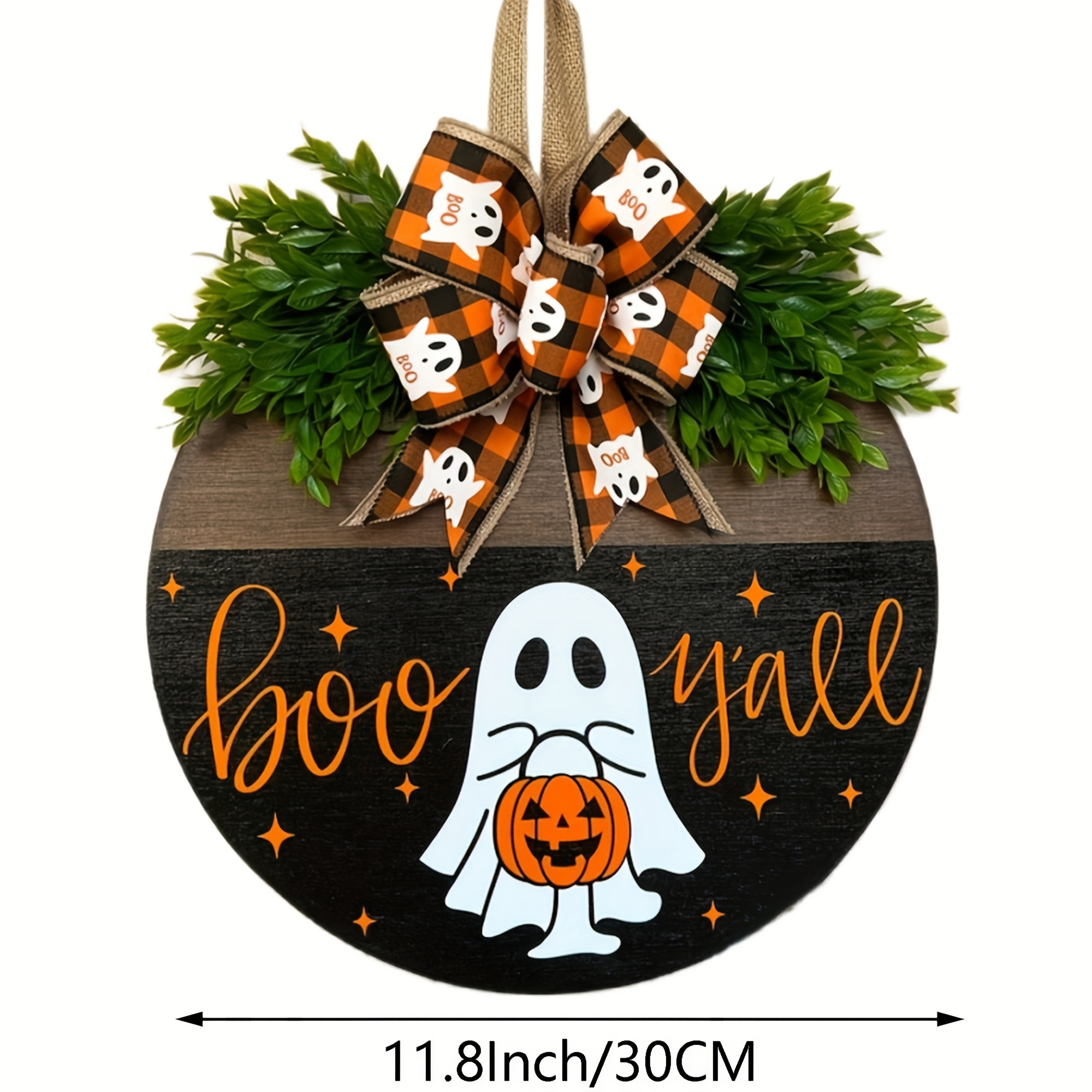 TEMU 1pc Of 12 Inch Circular Pumpkin Boo Doorplate, Suitable For Living Room, Bathroom, Bar, Coffee Pipe, Office, Door And Wall Decoration, The For