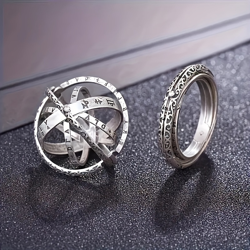 

1pc Rotating Astronomical Globe Ring, Men's And Women's Collapsible Cosmic Ring, Jewelry Making Pendants