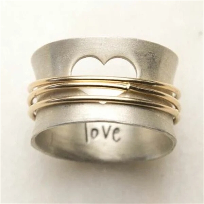 

Vintage Style Hollow Love Heart Promise Ring - Zinc Alloy Jewelry Accessory