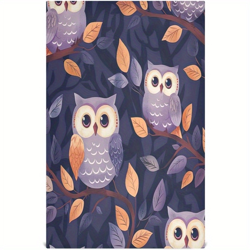 

1pc Modern Owl-themed Polyester Kitchen Towel - Super Soft Woven Square Dish Cloth, Machine Washable Absorbent Hand Towel For Drying & Tea Bar - 18x26 Inches