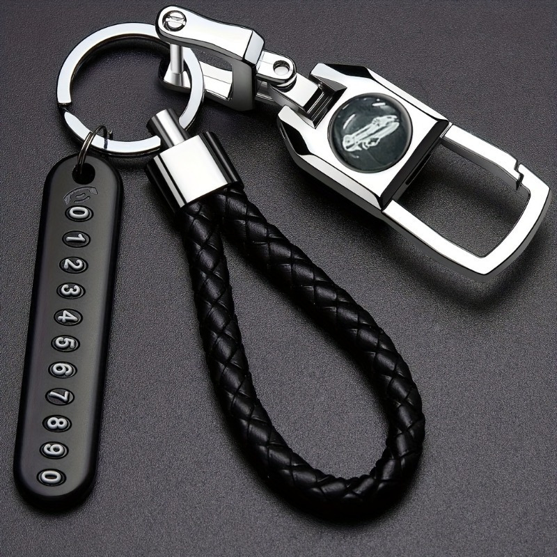 

Men' Anti-loss Phone Number Plate Keychain, Creative Alloy Metal Keychain