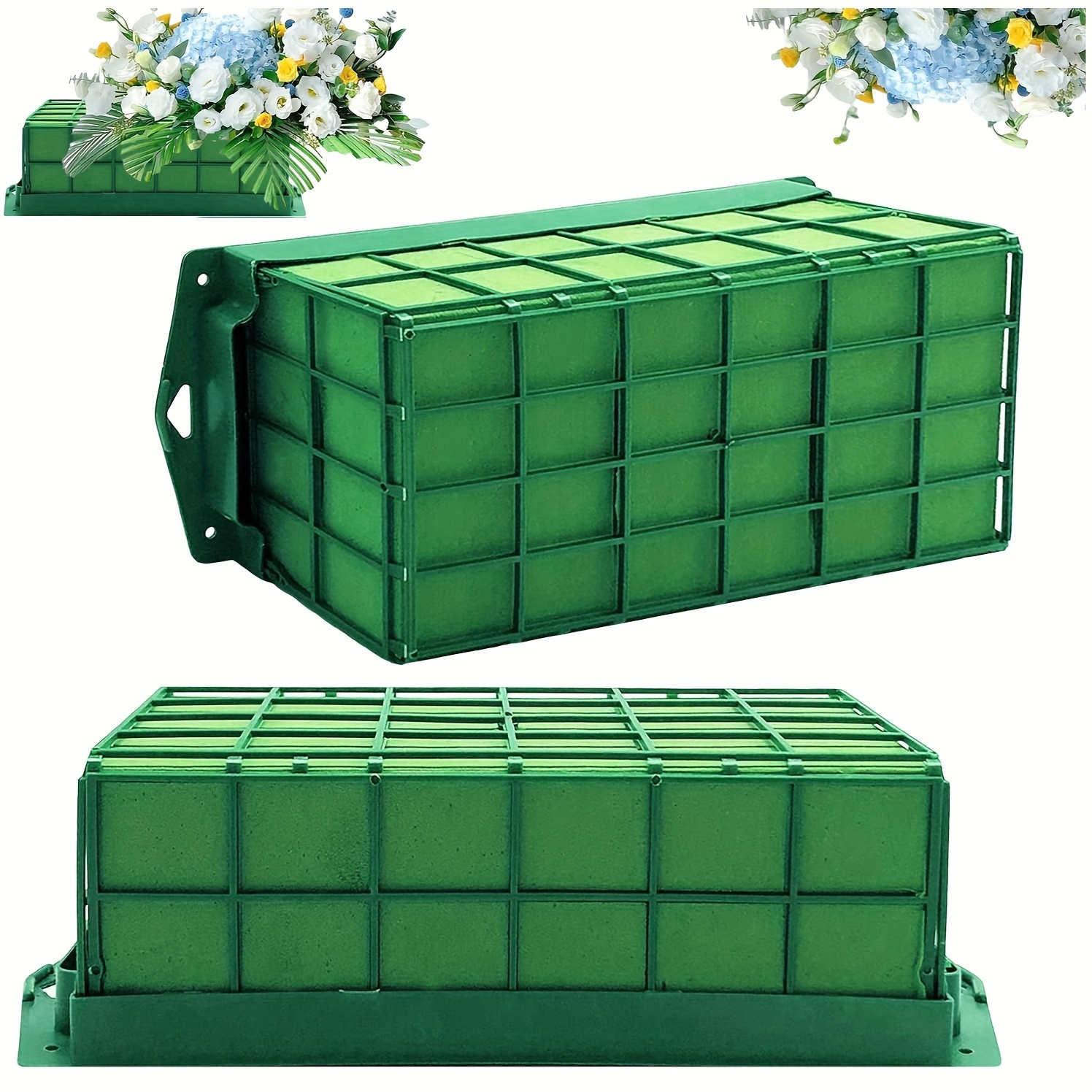 E-shop 2 Stück Grüne Blumen-Schaumstoffblöcke mit Käfig, DIY Blumenarrangement Tonziegel für Floristen, Blumenstrauß Zubehör