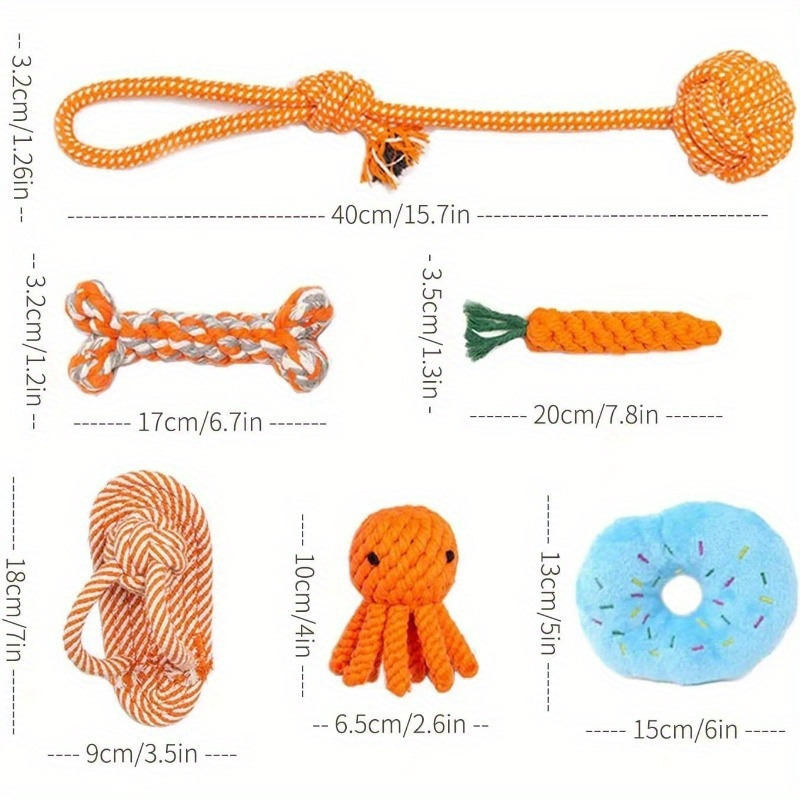 

6 Pack Durable Knotted Rope Ferret Toys Interactive Dog Leash Toy Set Machine Washable Tug Of War Great For Teething Cotton Rope Chew Toy