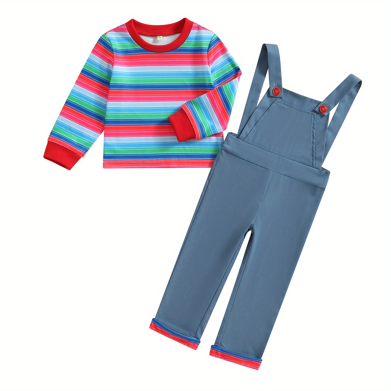 

2pcs Fall Outfits Long Sleeve Striped And Pants Set Toddler