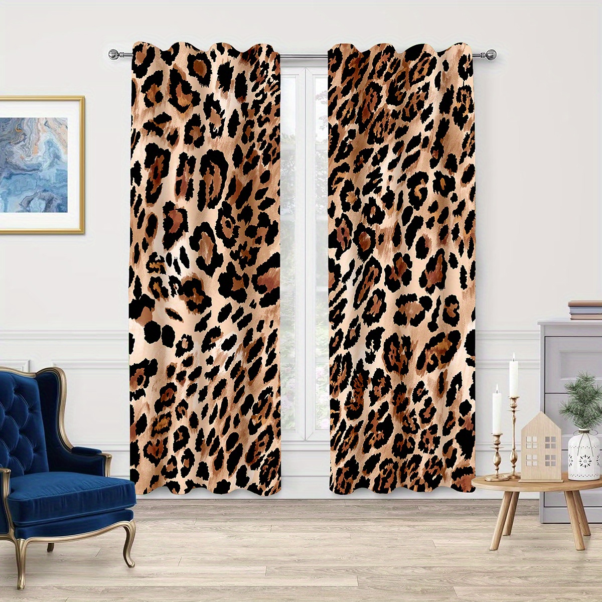 

2pcs Leopard Print Door Curtains Set - Modern, Lightweight & Breathable Home Decor For Bedroom, Living Room, Kitchen - Machine Washable, Leopard Print, Door Curtain, Modern, Breathable