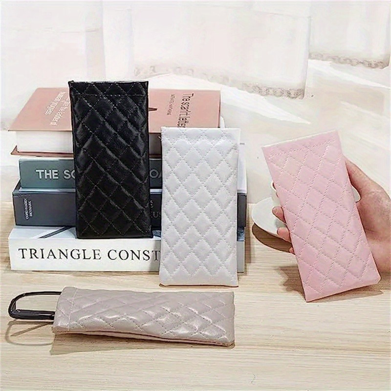 1 2 3 4pcs portable squeeze glasses case   leather soft fashion glasses bag portable phone fashion glasses storage box details 5