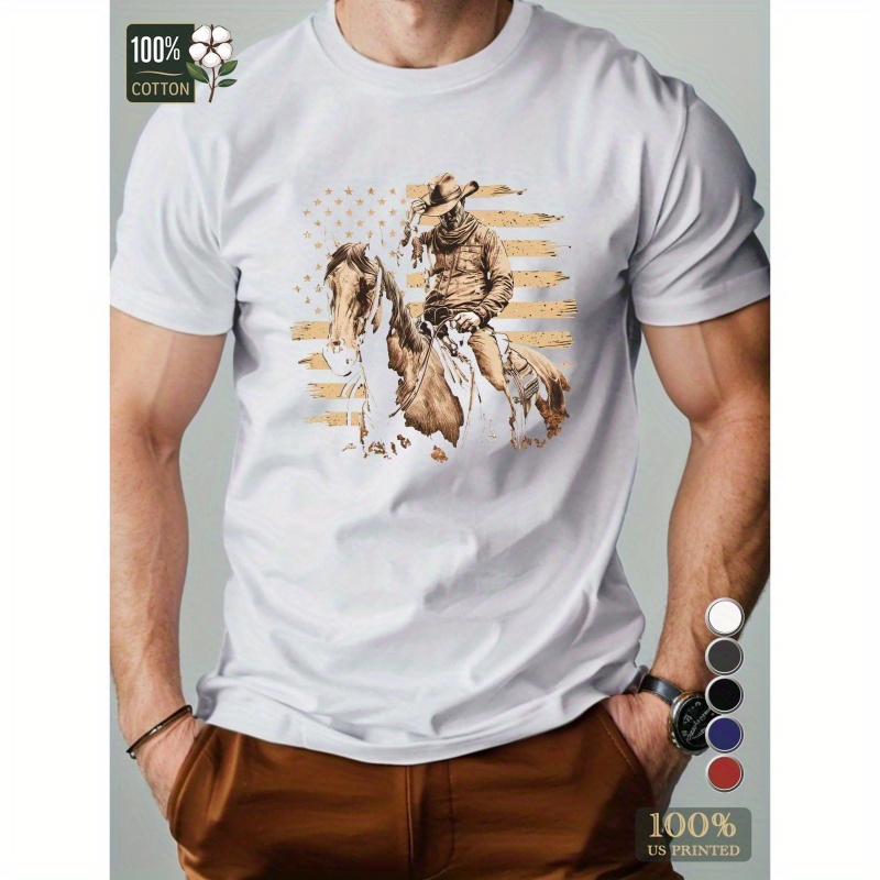 

Cowboy On Horse Pure Cotton Men's Tshirt Comfort Fit