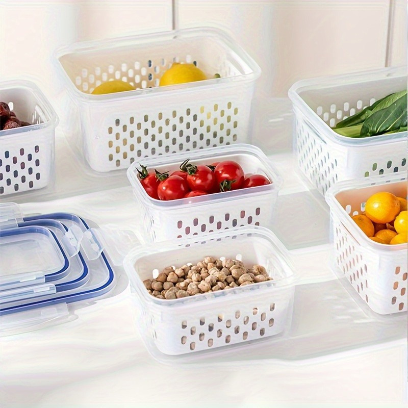 4 piece set refrigerator storage bins bpa free leak proof food storage containers airtight stackable meal prep boxes suitable for fruits vegetables meat   food contact safe details 3