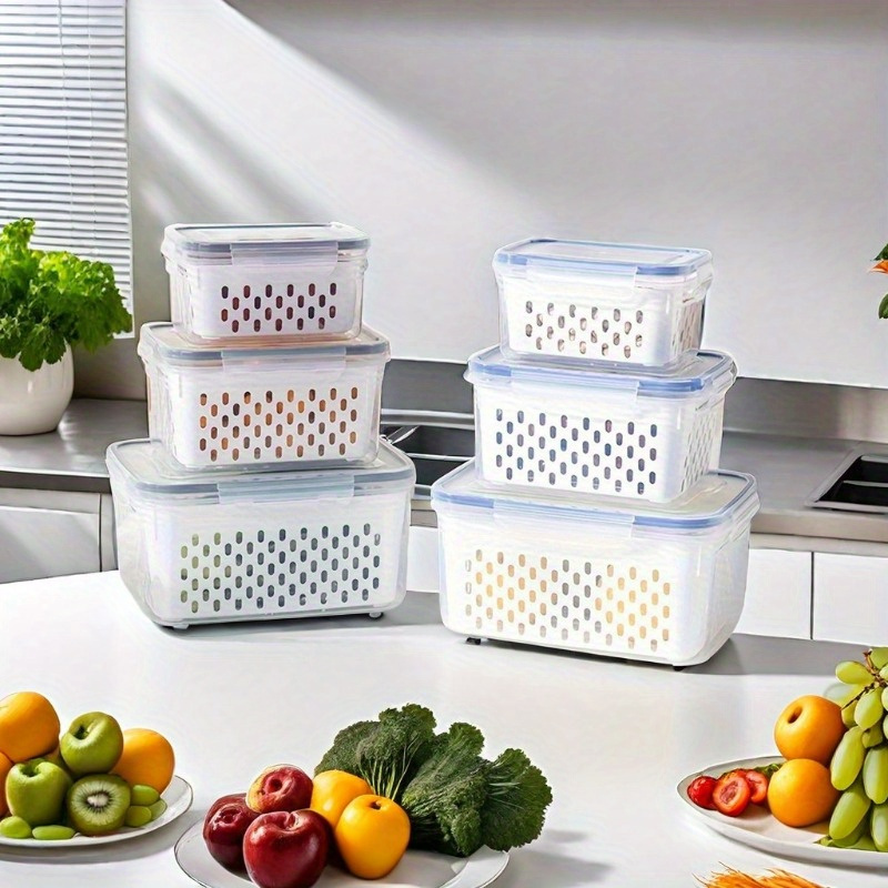 4 piece set refrigerator storage bins bpa free leak proof food storage containers airtight stackable meal prep boxes suitable for fruits vegetables meat   food contact safe details 1