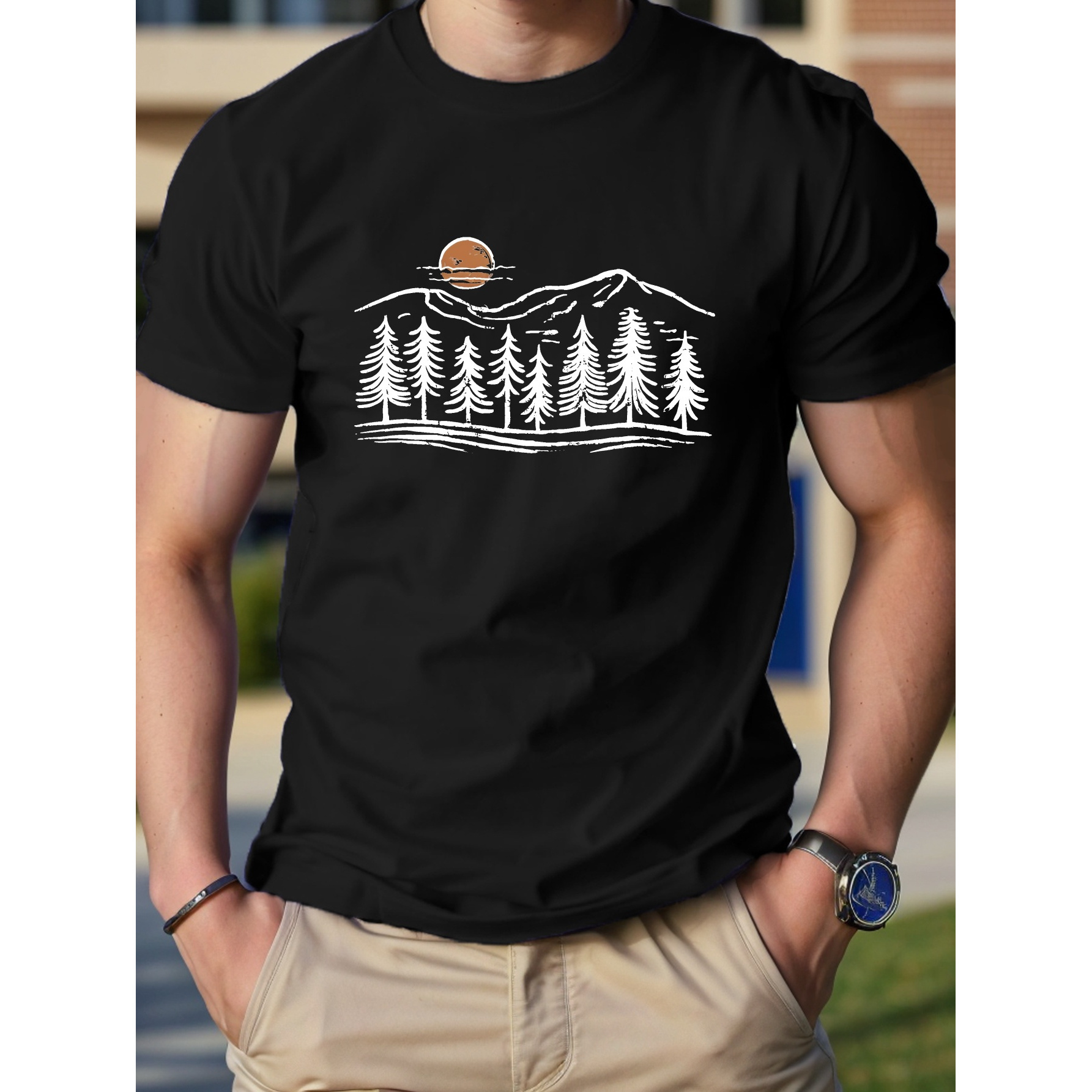 

Sun Mountains Woods Men's Cotton T-shirt Comfortable Edition