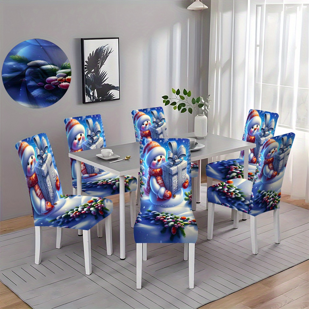 

Open) 2/4/6pcs/christmas Snowman Element Chair Cover, Restaurant Chair Cover, Oil And Stain Resistant, Suitable For Office Banquet Hall Home Decoration