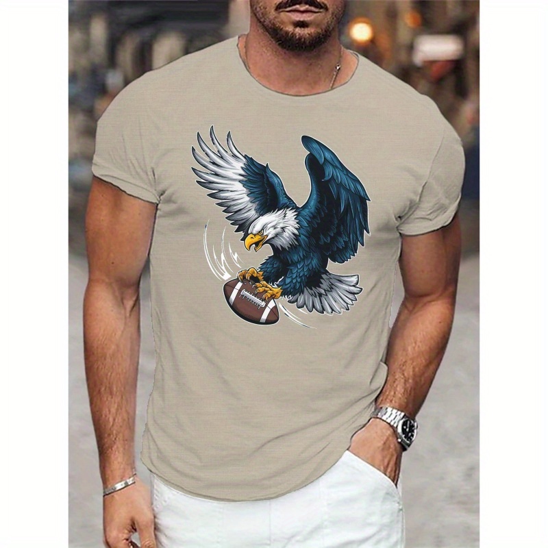 

Vintage Majestic Eagle In Mid Flight Print Men's Casual Crew Neck Sport T-shirt For Summer