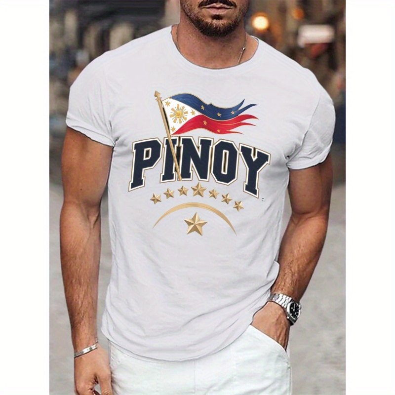 

Filipino Pride Illustration Print Men's Casual Crew Neck Sport T-shirt For Summer