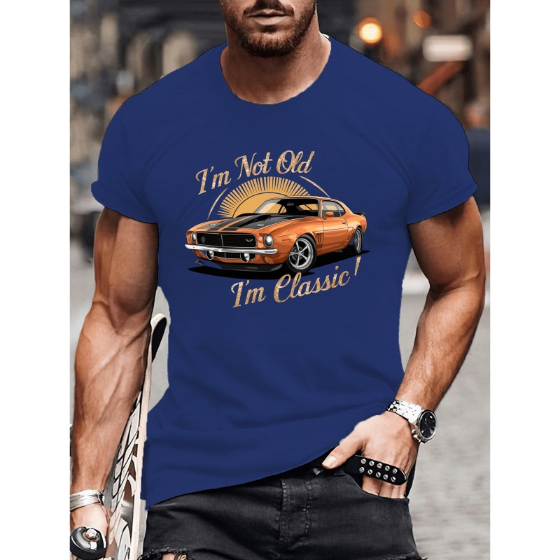 

Vintage Orange Muscle Car Print Men's T-shirt - Soft, Breathable And Comfortable For Summer - Regular Fit, Slight Stretch