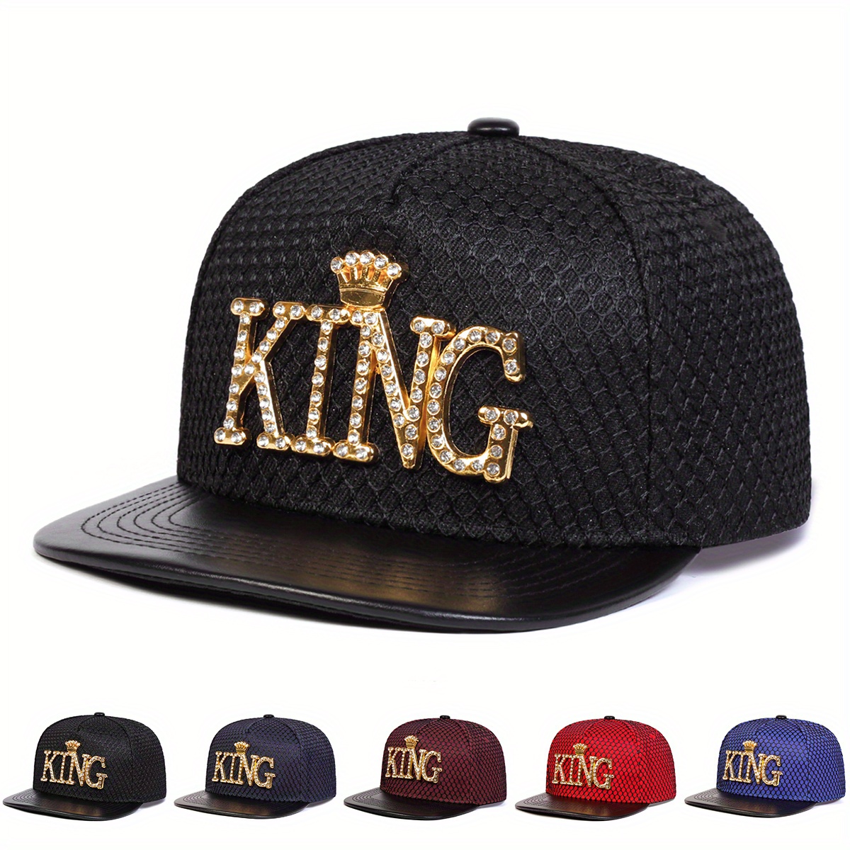 

1pc Men's Letter King Hip Hop Hat, Outdoor Sport Adjustable Sunscreen Leisure Hat For Spring Autumn Travel