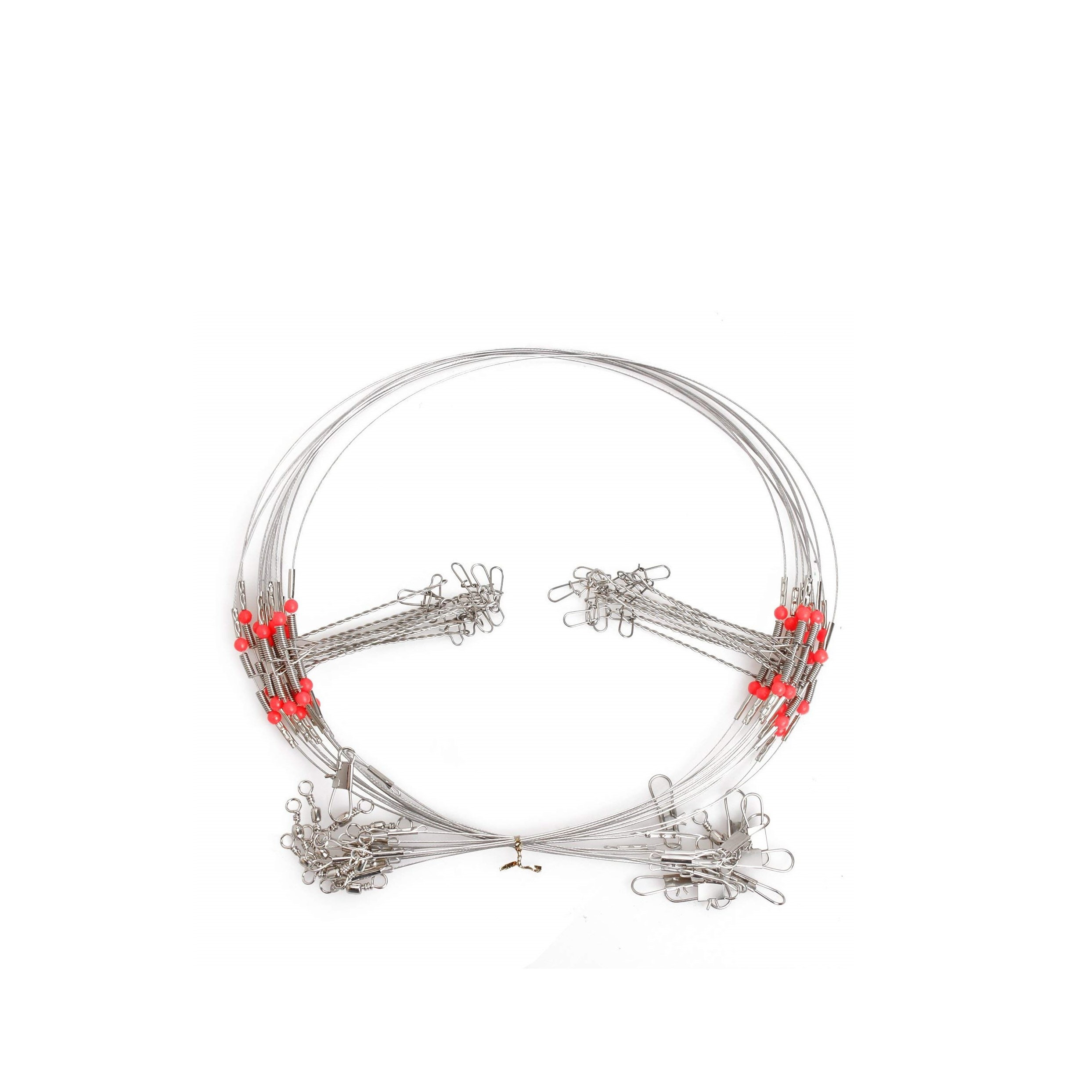 TEMU 50pcs Premium Stainless Steel Fishing - 10 Pack | High Strength Fishing Line For Lure Bait Hooks | Includes Swivel Snap Bead