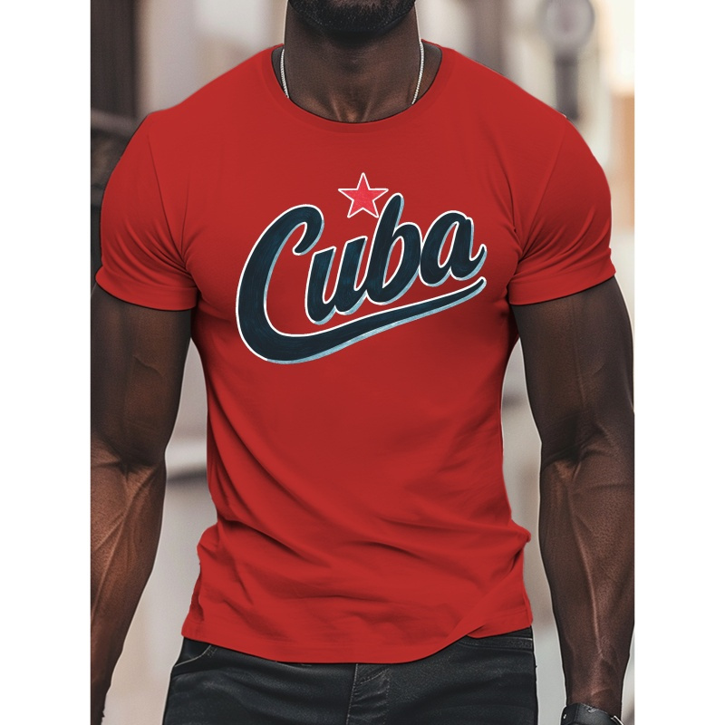 

Cuba Cursive Design Pure Cotton Men's T-shirt Comfort Fit