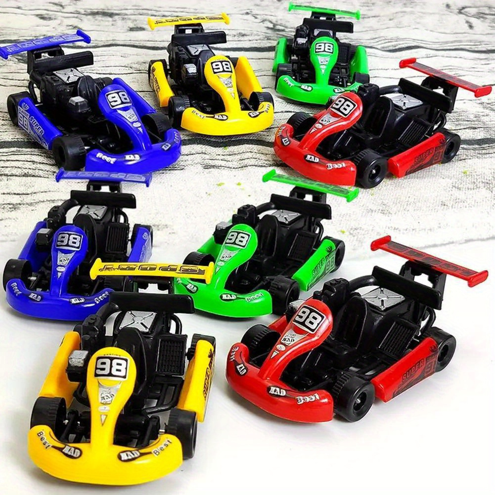 

6pcs Mini Plastic Car Pull Back Colorful Cartoon Racing Model Kart Racing Car Birthday Event Party Favors Christmas And Surprise Gifts Piñata School Prizes (random)