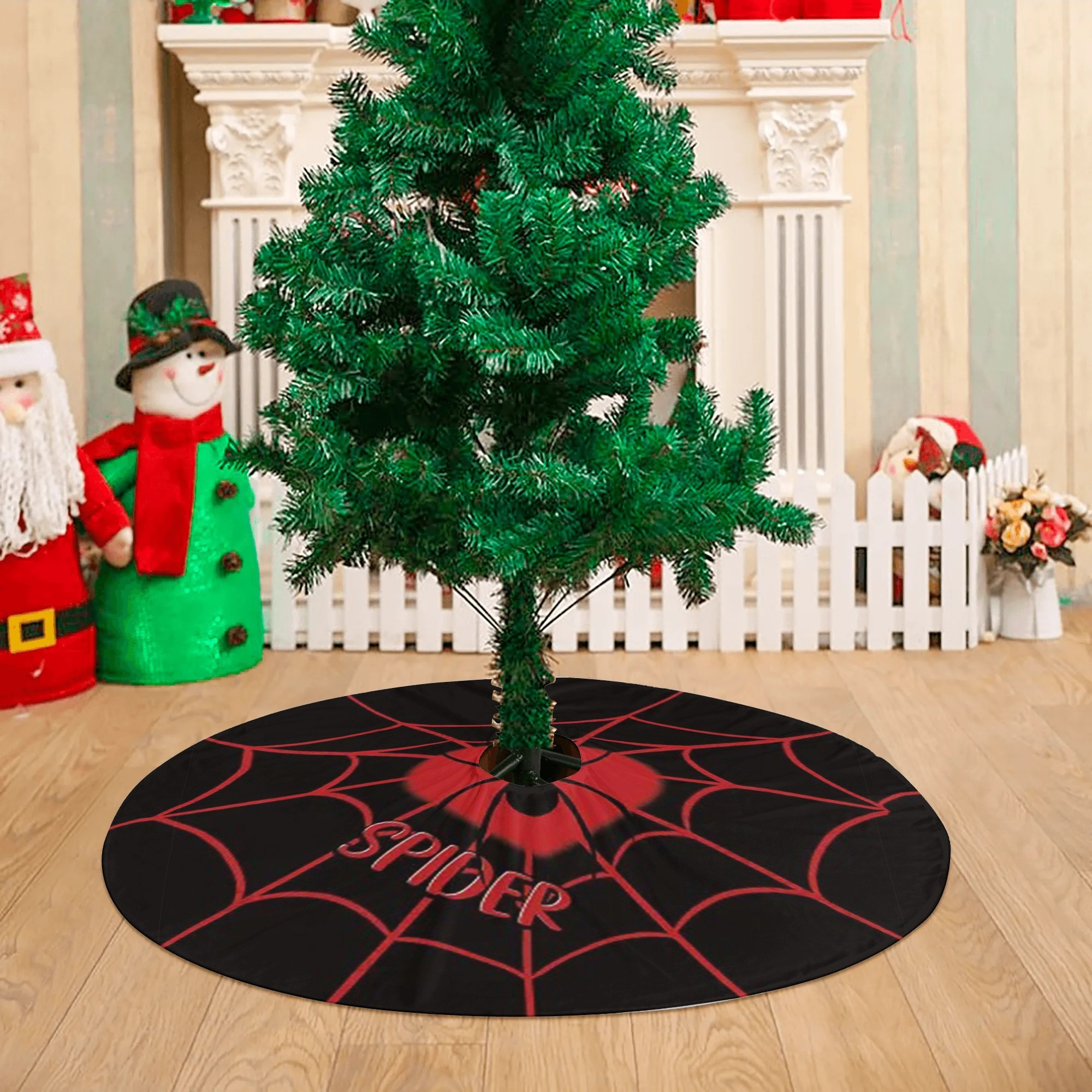 

48" X 48" Spider Web Christmas Tree Skirt: Festive Holiday Decor For Christmas And Halloween - No Feathers, No Electricity Required