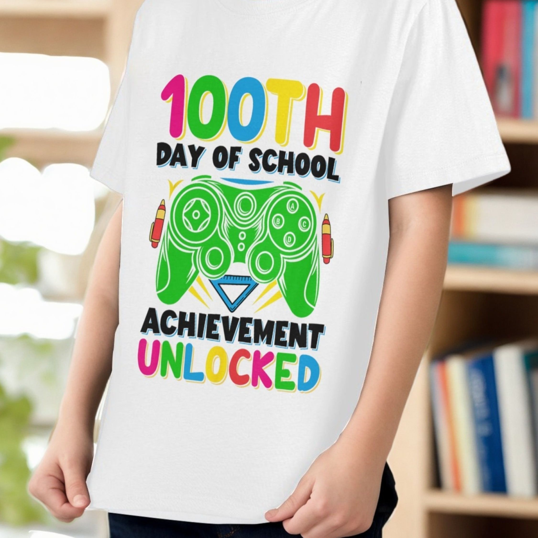 

100th Day Of School Boys' Printed T-shirt, Casual Sports Round Neck Short Sleeved Cotton T-shirt, Spring And Summer, Children's Clothing, Suitable For Outdoor Activities