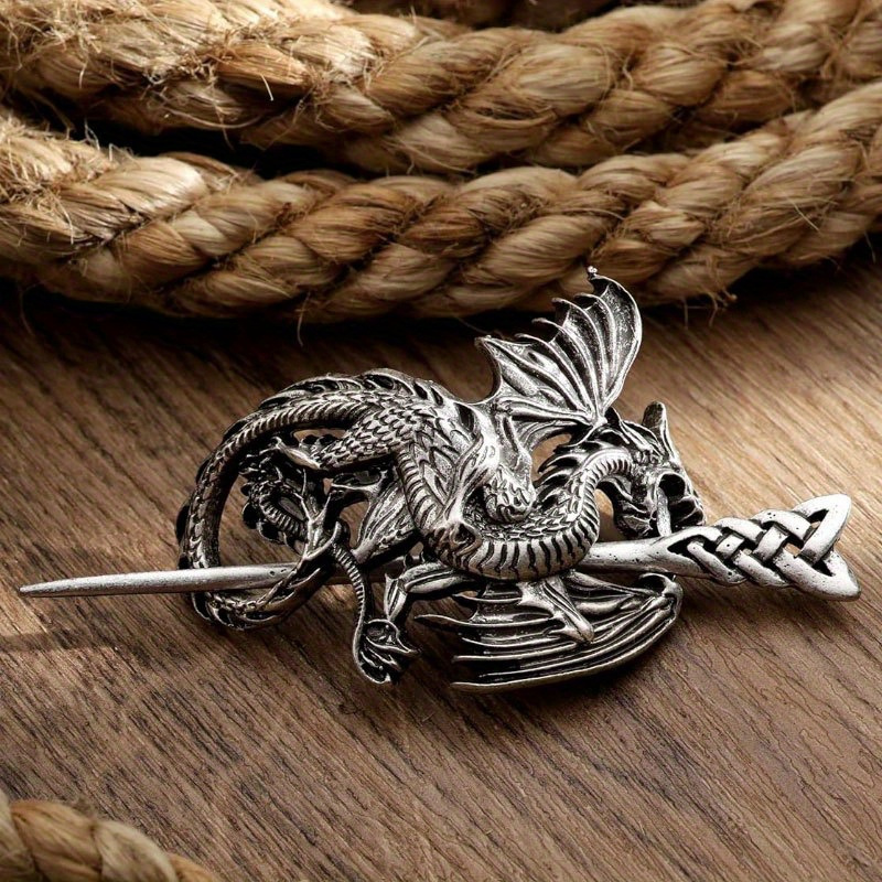 

Elegant Vintage Dragon Hair Clip - Solid Color Alloy Oval Barrette, Punk Y2k Style, &