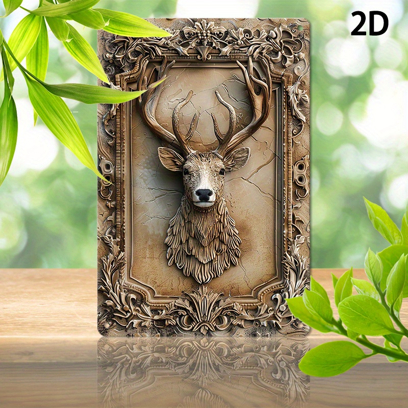 

Deer With Antlers 3d Effect Aluminum Wall Art Set, Sturdy Anti-bend Metal Decor For Home, Bedroom, Garden, 8x12 Inch - 1pc