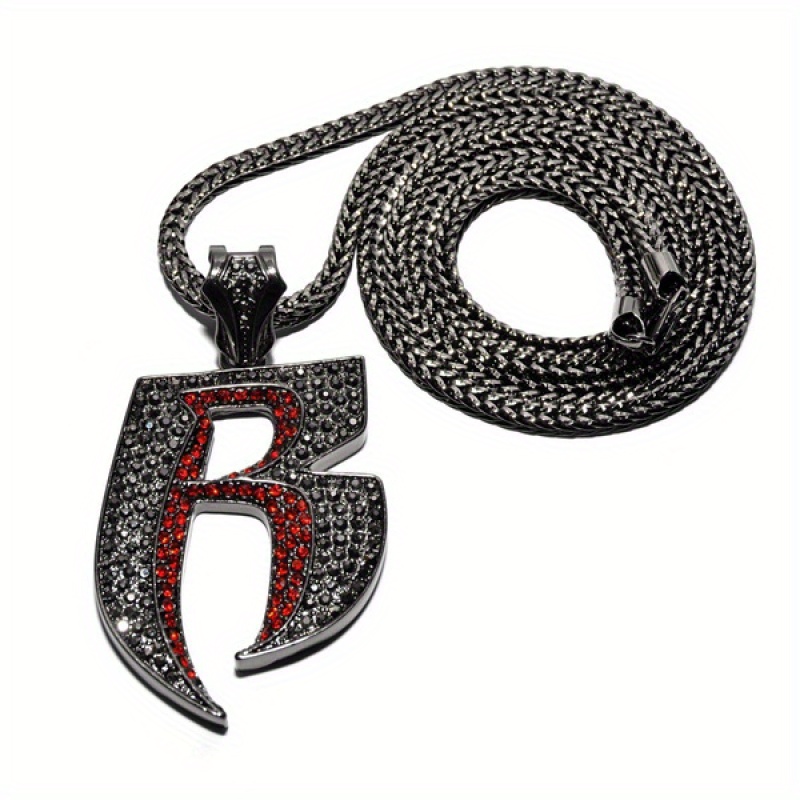 

1 Piece Of Men's Studded Hip-hop Letter Necklace, Fashionable And Personalized Alloy Necklace Accessory