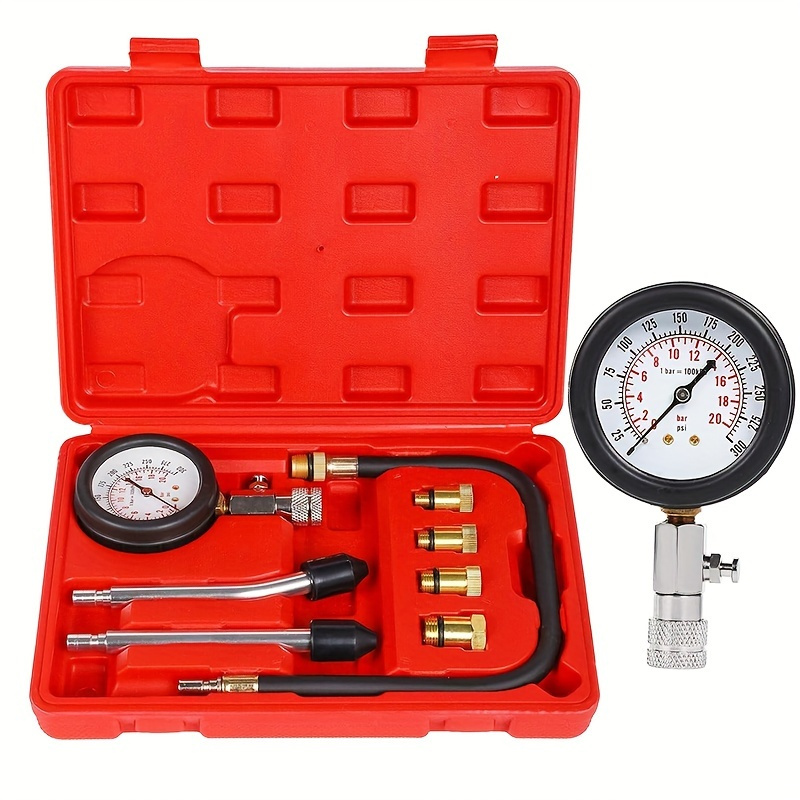 

Hotu Engine Tester Kit - Automotive Pressure Gauge Test Set, Multi-functional Psi Diagnostic Tool For Car, Motorcycle, Truck - Durable Cylinder Tester With Adapters And Case