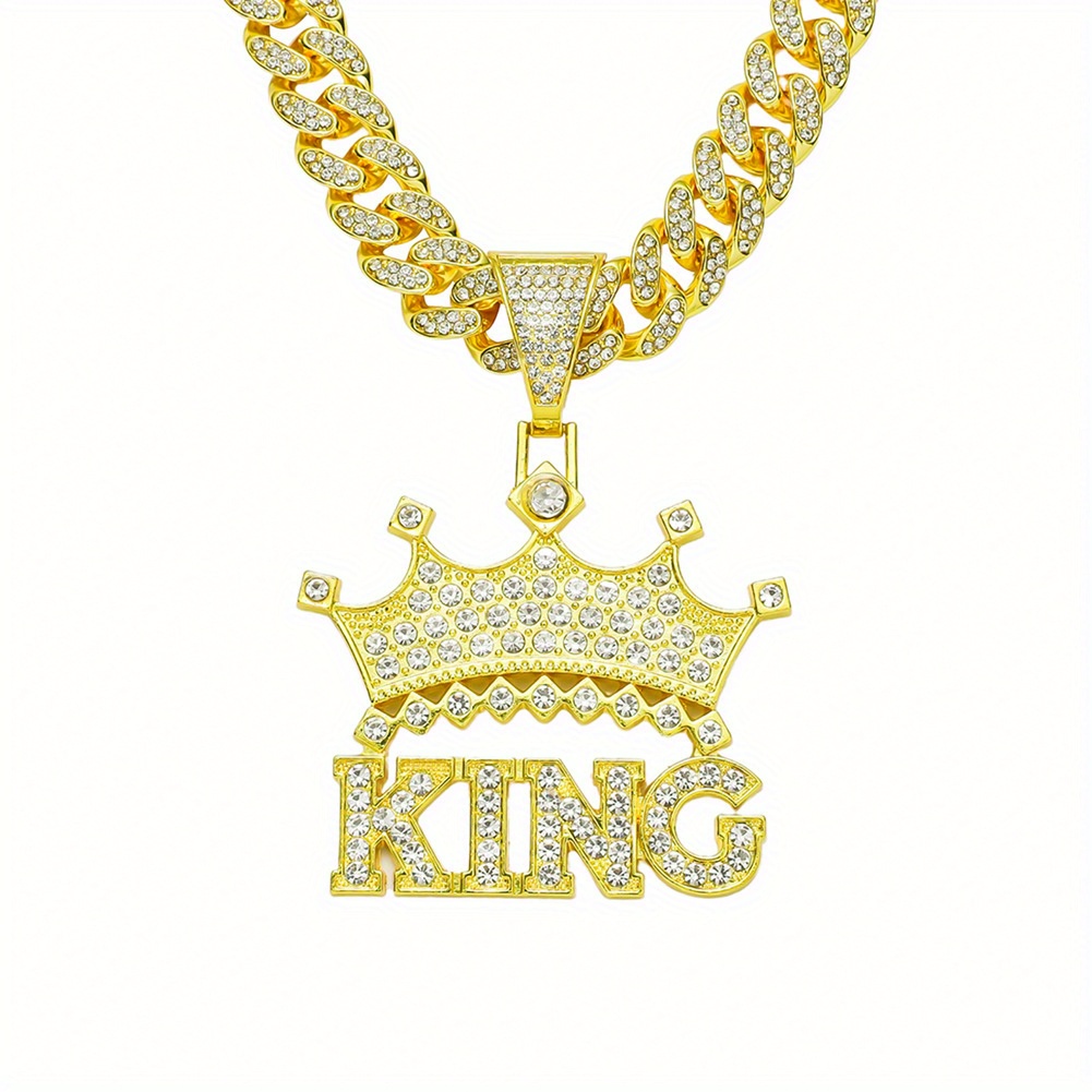 

1pc Men' Letter Crown Pendant Hip Hop Necklace Street Cool Pendant Necklace