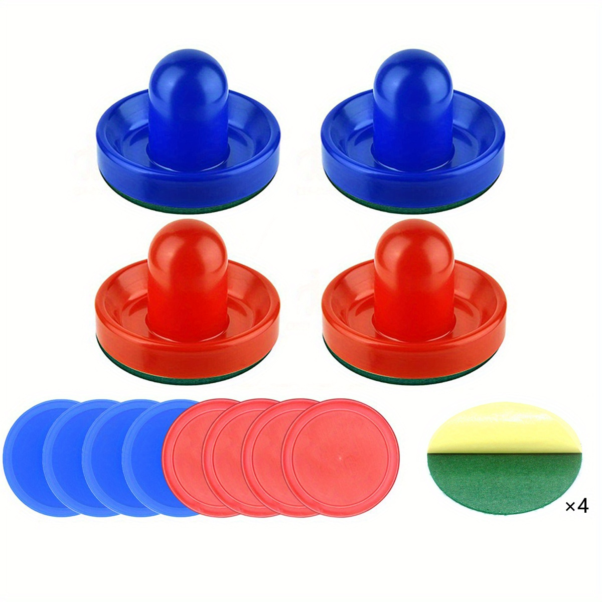 TEMU 16pcs Table Hockey Set - 96mm Air Hockey Table Accessories With 4 Red & 4 Blue Plastic Scorers, 4 Regulation Size Pucks, And 4 Bonus Pucks For