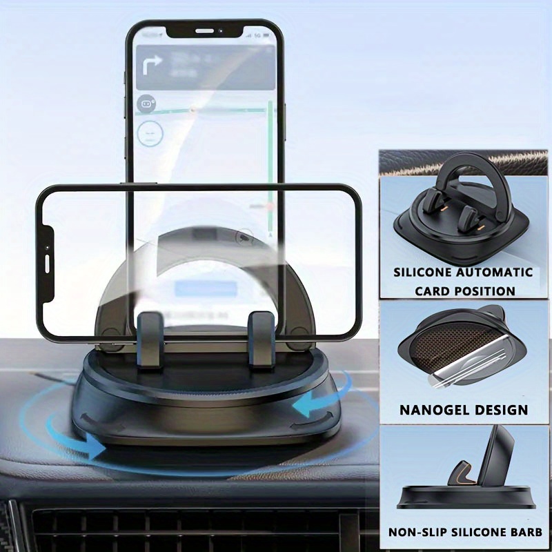 

1pc 360° Rotating Suction Cup Car Mount For Phones, Dashboard Navigation Stand With Locking Mechanism Anti-shake, Stable Navigation, Tool-free Installation Phone Holder For Car Dashboard