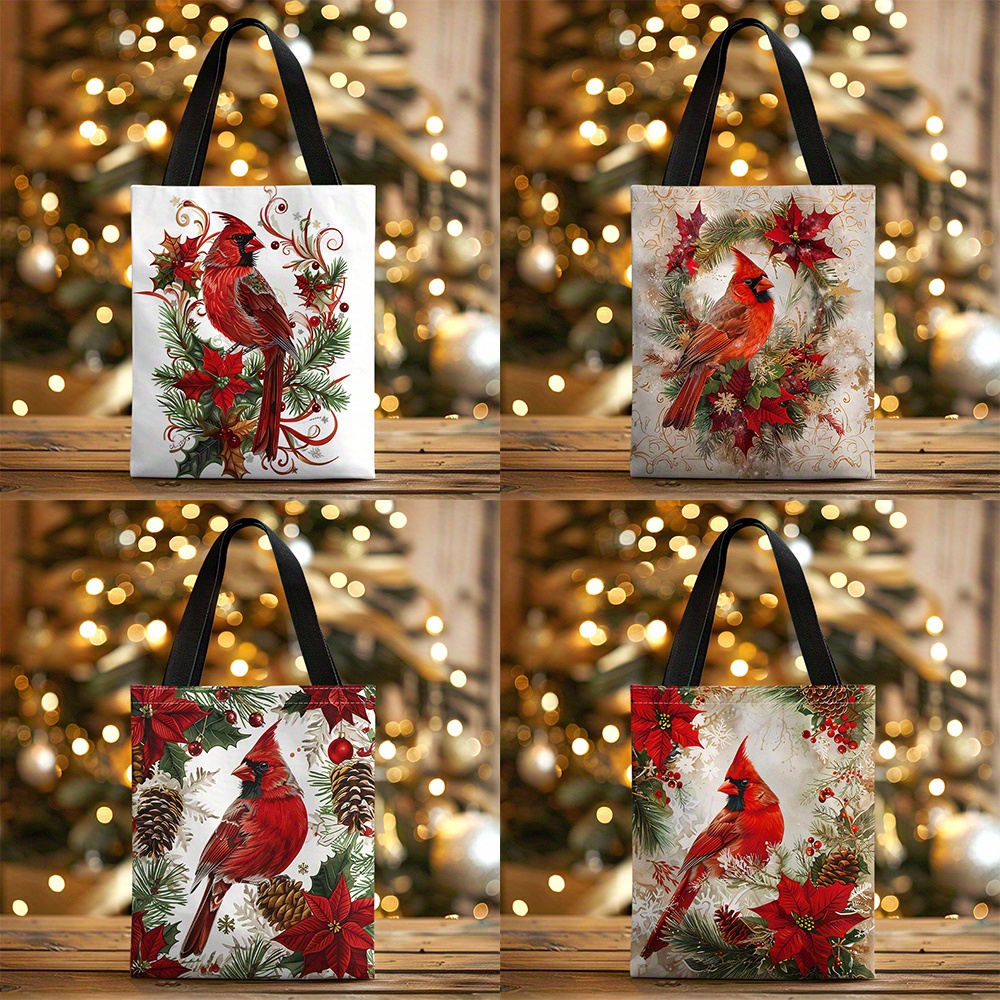 

Christmas Tote Bag - , Wreath & | 16.5"x13.3" | & Reusable For Shopping, & |