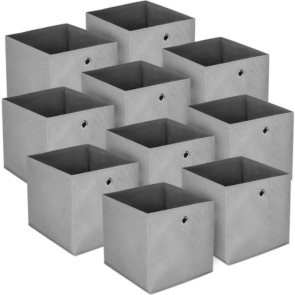 TEMU Set Of 10 Storage Boxes Folding Fabric Folding Boxes With Finger Hole 32 X 32 X 32cm For Shelves Or Room Divider