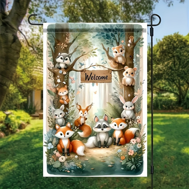 

Charming Forest Welcome Garden Flag - 12x18 Inch, Polyester No-electricity Fairy Woodland Animals , Home Porch Banner For Festivities & Parties – Flagpole Not Included (pack Of 1)