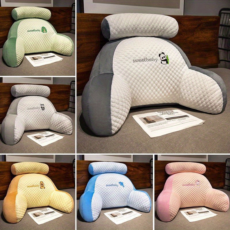 Soft Plush Reading Pillow with Waist Support Large Backrest Cushion for Bed Sofa Dorm Removable Washable Cover Mixed Colors