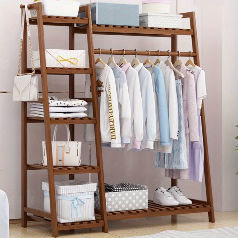 Heavy online Bamboo Open Wardrobe Closet Garment Rack Clothing Hanging Organizer