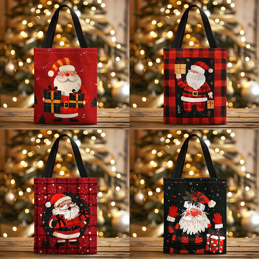 

& Santa Claus Canvas Tote Bag - Large Capacity, & Reusable, Shopping, Vacations, And Work, 16.5"x13.3" - Ideal Gift For Women