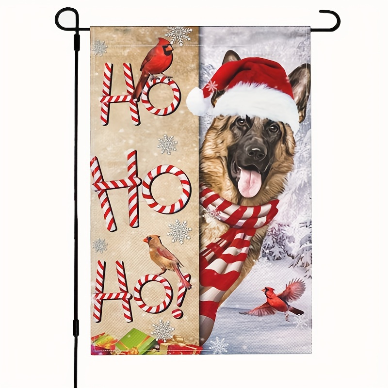 

Festive German Shepherd Christmas Garden Flag - Durable Polyester Holiday Banner 12x18 Inch, Seasonal Outdoor Decoration For Home & Garden, No Electricity Needed, Flag Stand Not Included