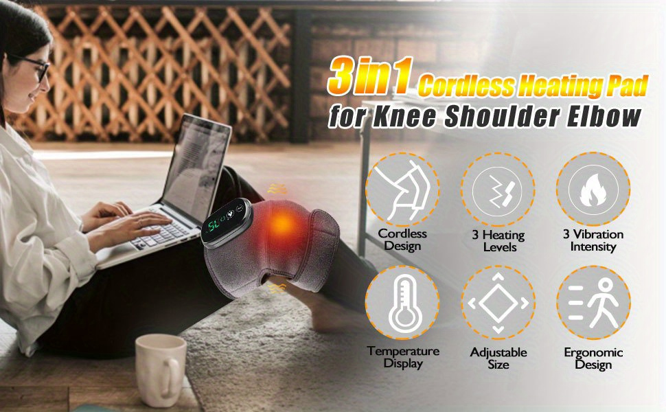 3in 1 kneepad   shoulder knee elbow heating vibration massage heating pad for knee brace with massager cordless knee massager with heat and vibration Product details 4