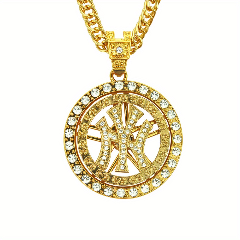 

1 Piece Of Men's Personalized Logo Golden Necklace Long Hip Hop Carousel Hip Hop Pendant