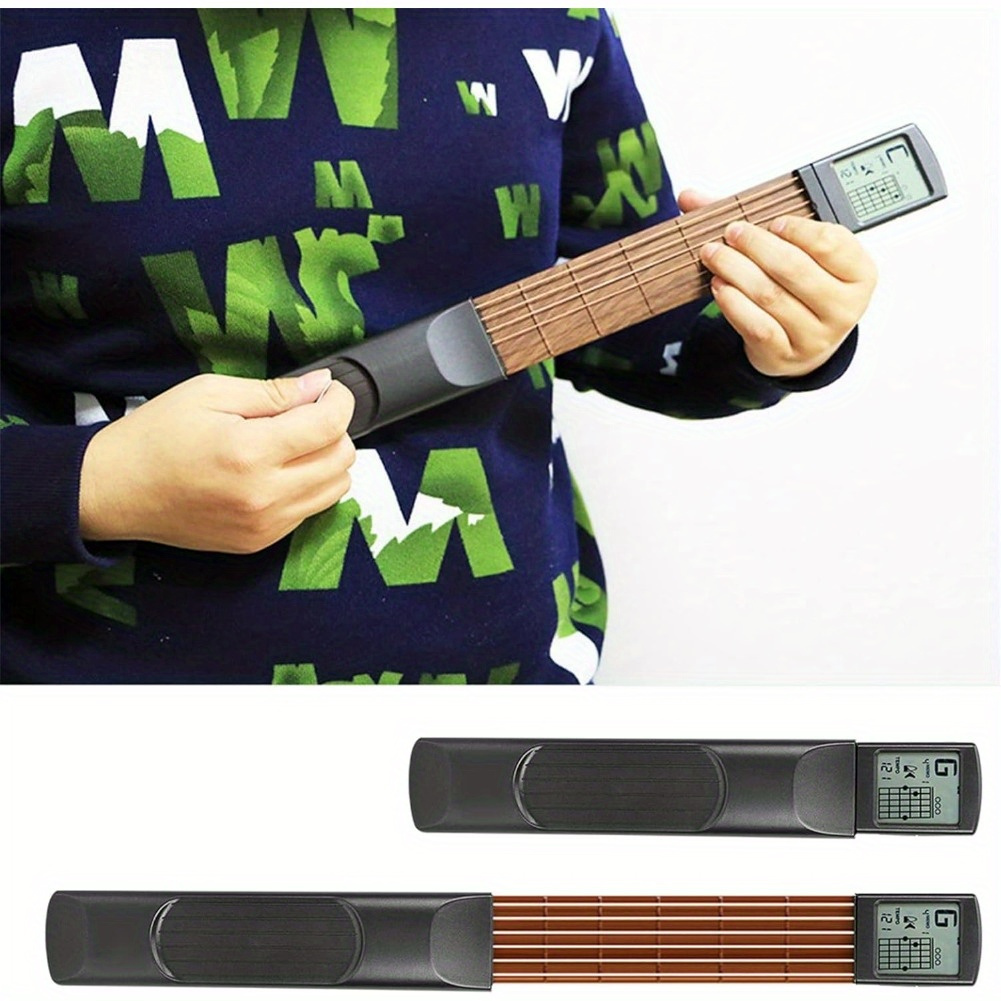 

Digital Guitar Chords Trainer, 6 Fret Portable Guitar Practice Tool With Rotatable Screen Showing Chords Chart Metronome For Beginner Guitarist Practice Training