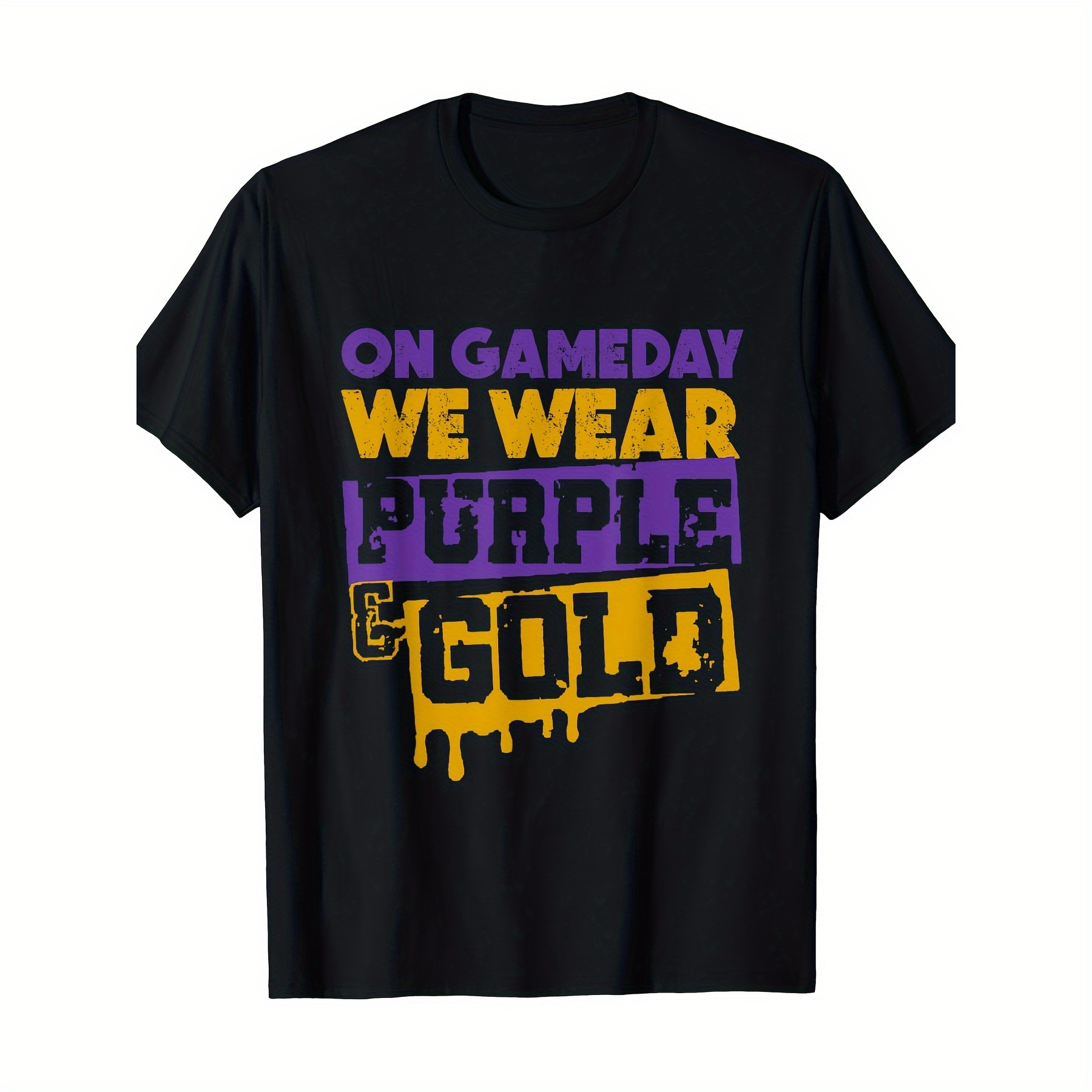 

Match Day Football We Wear Purple And Golden Leopard Print T-shirt-220g