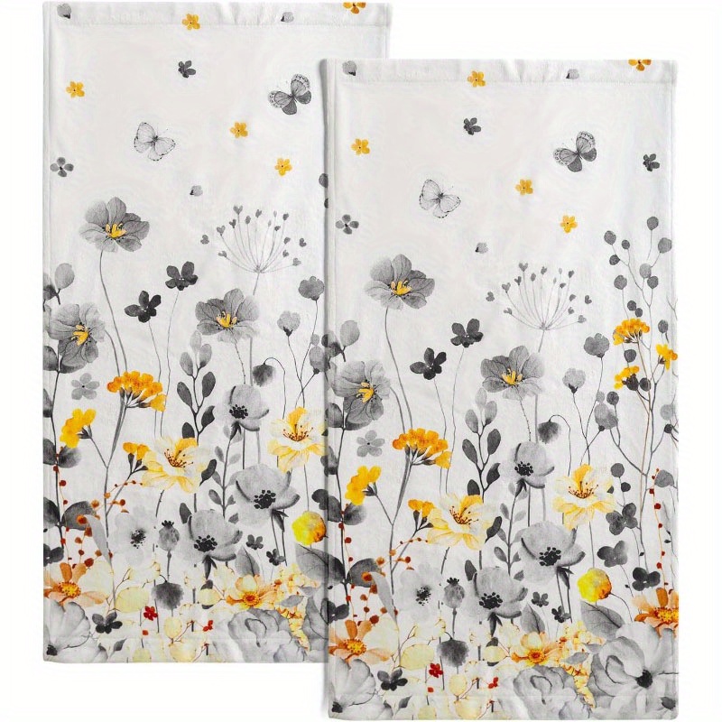 

Jit 2pc Bathroom Watercolor Wildflower Hand Towels: Soft, Absorbent, And Decorative, Suitable For Home, Gym, Spa, And Guests - 18 X 26 Inches