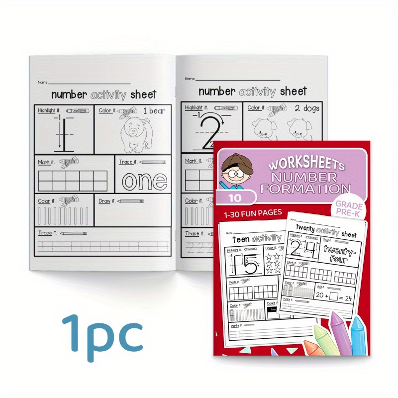 1pc Kids Educational Number Activity Book by ZHIDIAN INTERNATIONAL ? English Pre-K Handwriting Practice Workbook, Number Formation Sheets for Ages 5+, Publication Date 2024-05-01